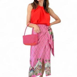 Meet Me In Santorini Astrid Wrap Skirt in "Feather Pink" Medium EUC